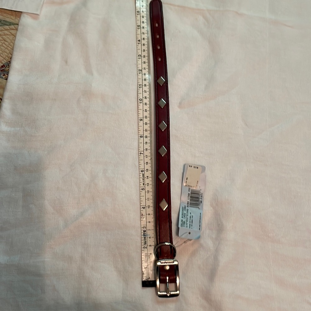 Hamilton Products leather dog collar, burgundy, 15”.